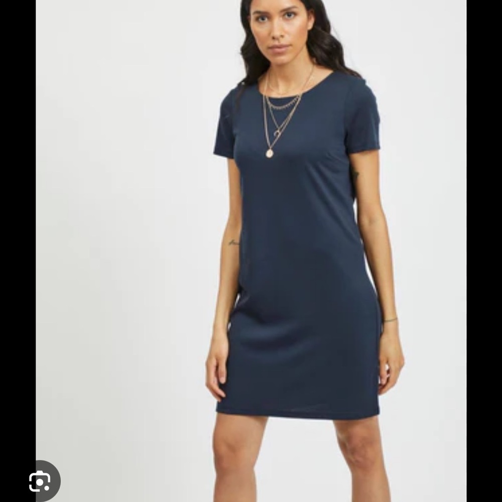 American Giant Navy Blue Juniper Tee Shirt Dress Navy Blue Size S